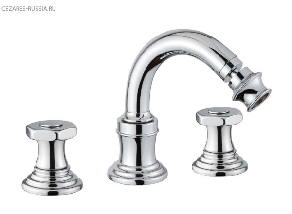 Смеситель для биде на три отверстия с донным клапаном Cezares APHRODITE-BBS2-03/24-S1