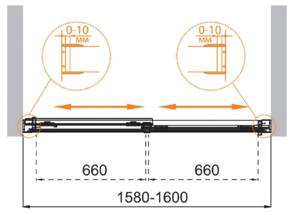 Шторка на ванну CEZARES TANDEM-SOFT-VF-2 TANDEM-SOFT-VF-2-200/145-P-Cr