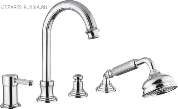 Смеситель на борт ванны с выдвижным душем и переключателем Cezares OLIMP-BVDM-03/24-L Смеситель на борт ванны с выдвижным душем и переключателем Cezares OLIMP-BVDM-03/24-L