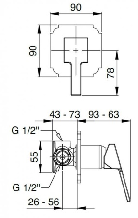 Встраиваемый однорычажный смеситель для душа Cezares LEGEND-DIM-02 Встраиваемый однорычажный смеситель для душа Cezares LEGEND-DIM-02
