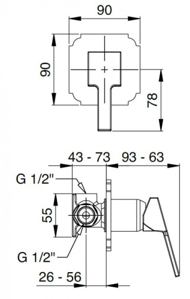 Встраиваемый однорычажный смеситель для душа Cezares LEGEND-DIM-03/24