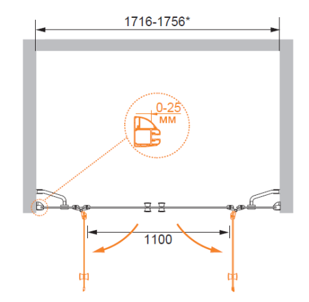 Душевая дверь CEZARES VERONA-W-B-22-240-P-Cr