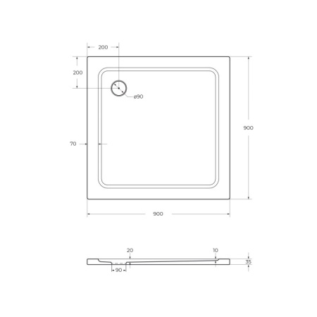 Передняя панель SMC поддона CEZARES TRAY-M-A-90-SCR
