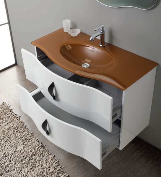 База под стеклянную раковину подвесная с двумя выкатными ящиками Cezares PETALO-900-2C-SO-RC-P