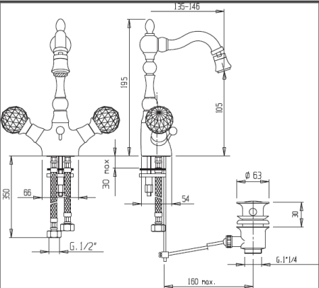 Смеситель для биде CEZARES ATLANTIS-BS2 ATLANTIS-BS2-01-055