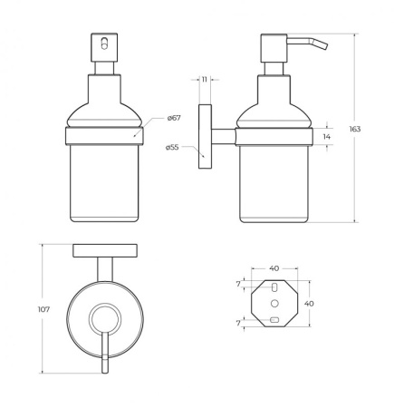 Диспенсер для мыла подвесной, стекло Cezares RELAX-SOIS-V-GM