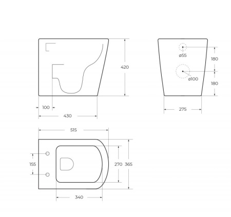 Чаша приставного унитаза BelBagno ALBANO BB120CBR Чаша приставного унитаза BelBagno ALBANO BB120CBR