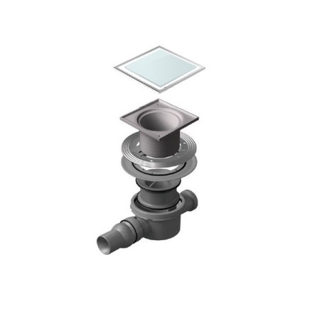 Точечный трап 150х150 мм Confluo Standard White Glass 1,белое стекло, с рамкой PESTAN 13000093