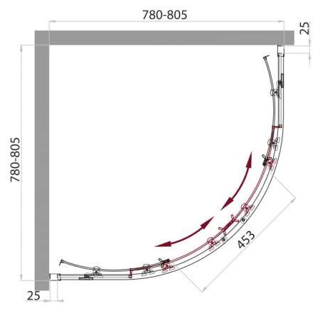 Душевой уголок BELBAGNO SELA-R-2 SELA-R-2-80-P-Cr
