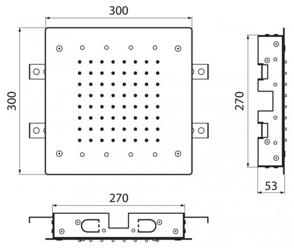 Верхний душ встраиваемый с функцией дождя с хромотерапией 9 цветов и пультом управления из нержавеющ