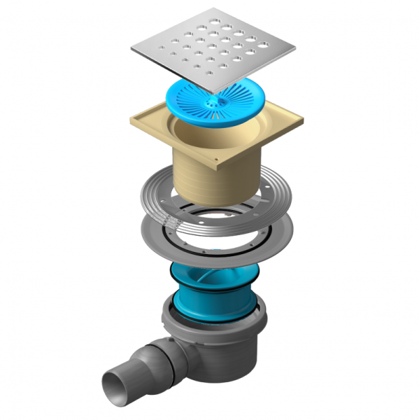 Точечный трап 150х150 мм Confluo Standard Vertical Drops,металл с перфорацией Drops (Капли), без рам