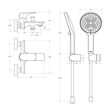 Смеситель для ванны и душа BelBagno MARINO-VASM-CRM Смеситель для ванны и душа BelBagno MARINO-VASM-CRM