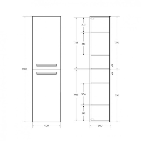 Шкаф подвесной CEZARES ECO-1500-2A-SC-BL