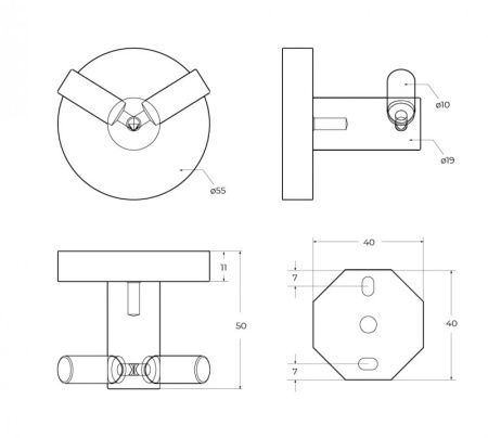 Крючок двойной Cezares RELAX-HKD-GM