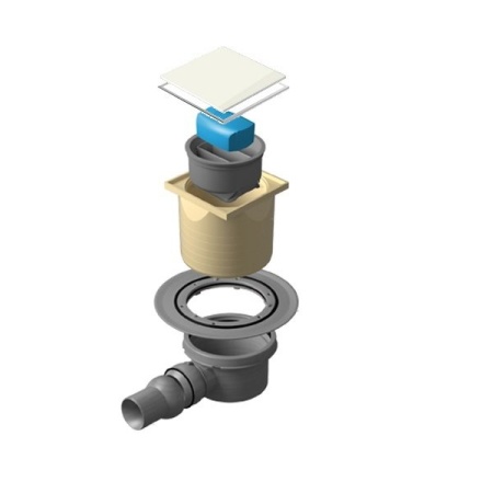 Точечный трап 100х100 мм Confluo Standard Dry 1,с сухим затвором, металл с перфорацией Tide (Волна),