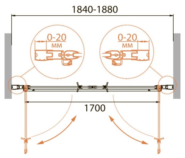 Душевая дверь Cezares RELAX-B-2-180-C-Bi
