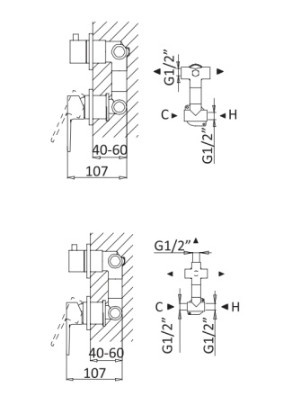 Душевая стойка со смесителем для верхнего и ручного душа CEZARES OLIMP-CD-01-L Душевая стойка со смесителем для верхнего и ручного душа CEZARES OLIMP-CD-01-L