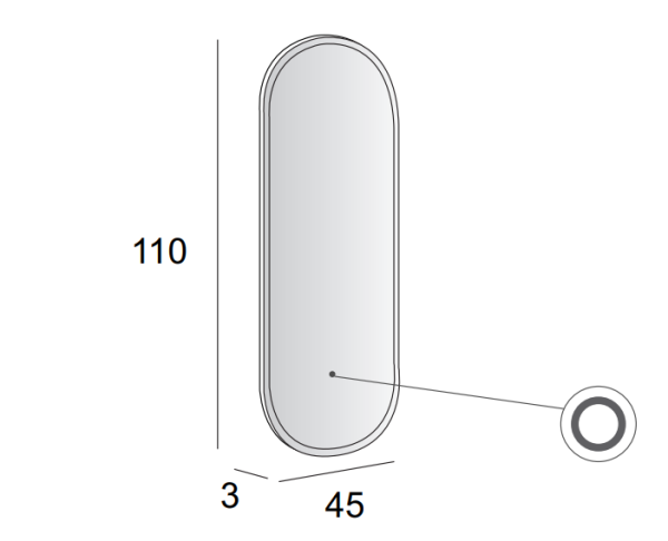 Зеркало со встроенной LED подсветкой без полки Cezares 45096