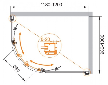 Душевой уголок CEZARES ANIMA-W-RH-2-120/100-C-Cr-R Душевой уголок CEZARES ANIMA-W-RH-2-120/100-C-Cr-R