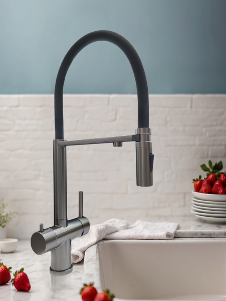 Смеситель для кухни с гибким изливом AltroBagno Flusso 050203 GrMt