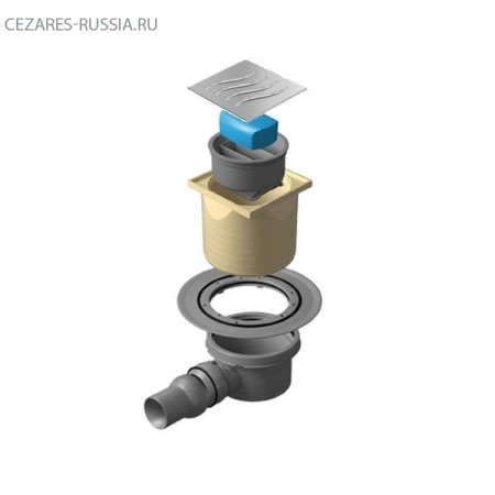 Точечный трап 100х100 мм Confluo Standard Dry 2,с сухим затвором, металл с перфорацией Tide (Волна),