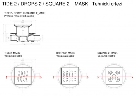 Точечный трап 150х150 мм Confluo Standard Tide 4 Mask, металл с перфорацией Tide (Волна), с рамкой C