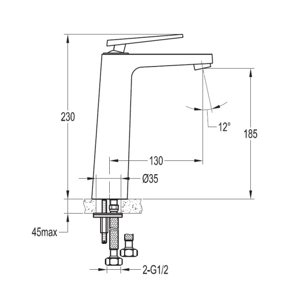 Смеситель для накладных раковин CEZARES BADEN BADEN-F-LC-01-W0