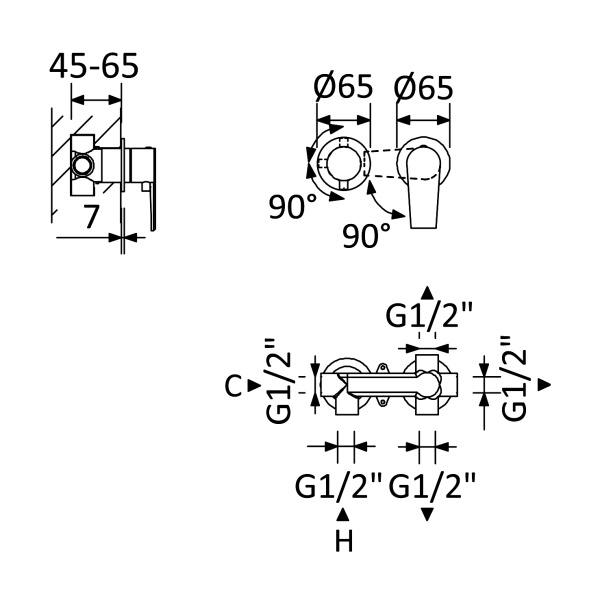Встраиваемый смеситель для душа CEZARES NAUTIC-VDIM3-M-NOP Встраиваемый смеситель для душа CEZARES NAUTIC-VDIM3-M-NOP