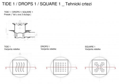 Точечный трап 150х150 мм Confluo Standard Drops 4,металл с перфорацией Drops (Капли), без рамки Ceza
