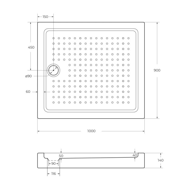 АКРИЛОВЫЙ ПОДДОН CEZARES TRAY-A-AH-15-W TRAY-A-AH-110/100-15-W