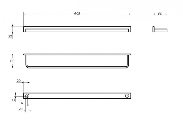 Полотенцедержатель подвесной 608х76 мм ART&MAX AM-F-8912 Полотенцедержатель подвесной 608х76 мм ART&MAX AM-F-8912