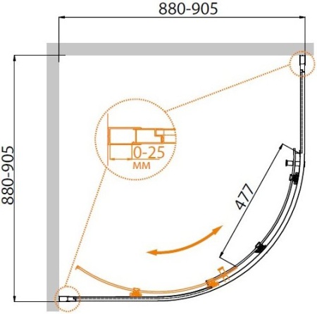 Душевой уголок CEZARES MOLVENO-R-1-90-C-Cr-IV Душевой уголок CEZARES MOLVENO-R-1-90-C-Cr-IV