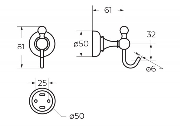 Крючок Cezares APHRODITE-HK1-03/24-Sw