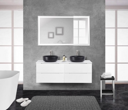 Столешница из МДФ с двумя отверстиями под раковину и с двумя отверстиями под смеситель, 1404x462x19 