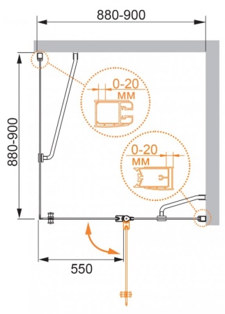 Душевой уголок CEZARES ELENA-W-A-12-90-P-Cr-R Душевой уголок CEZARES ELENA-W-A-12-90-P-Cr-R