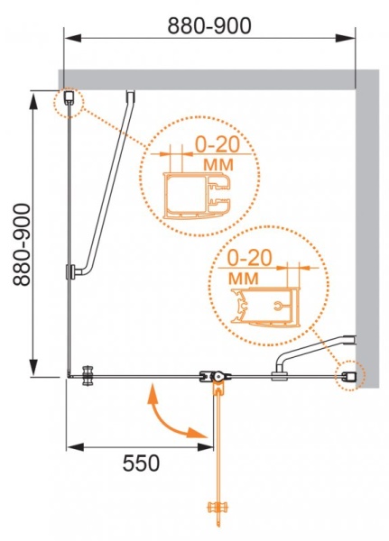 Душевой уголок CEZARES ELENA-W-A-12-90-P-Cr-R Душевой уголок CEZARES ELENA-W-A-12-90-P-Cr-R