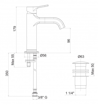 Смеситель для раковины однорычажный Cezares FUSION-LSM1-CNE