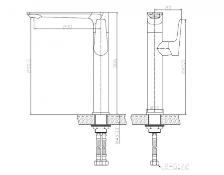 Смеситель для накладных BelBagno ANCONA-LMC2-CRM