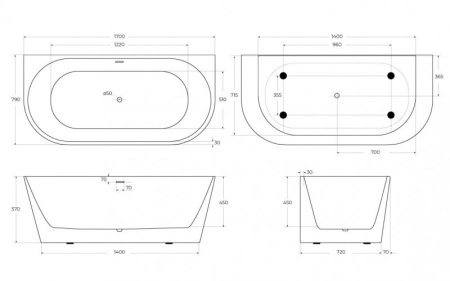 Акриловая ванна BelBagno BB710-1500-750
