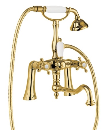 Смеситель на борт ванны с поворотным изливом и ручным душем Cezares GOLF-PBV2-02