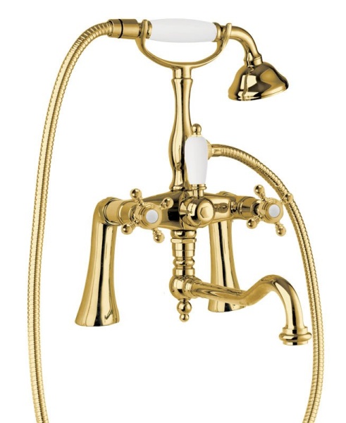 Смеситель на борт ванны с поворотным изливом и ручным душем Cezares GOLF-PBV2-03/24-M