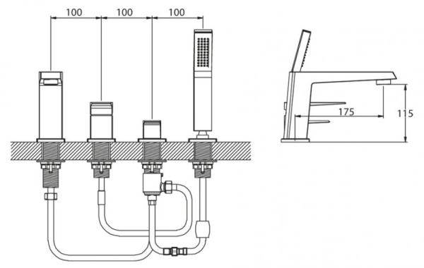 Смеситель для ванны BelBagno ARL-VIM4-CRM