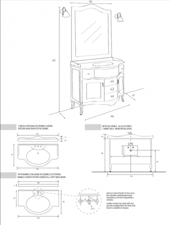 Колонна с двумя распашными дверцами и одним выдвижным ящиком Cezares MILADY.COLO.BLO.DX
