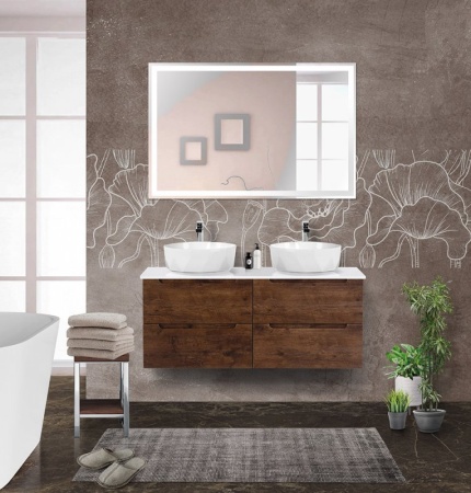 Столешница из МДФ с двумя отверстиями под раковину и с двумя отверстиями под смеситель, 1204x462x19 