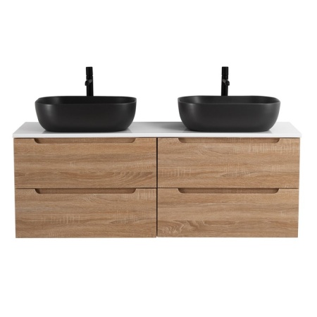 Столешница из МДФ с двумя отверстиями под раковину и с двумя отверстиями под смеситель, 1404x462x19 