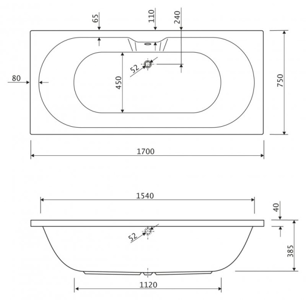 Боковая панель с крепежом для акриловой ванны, универсальная Cezares EMP-F-75-SP