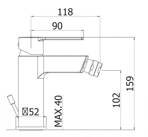 Смеситель для биде однорычажный, без донного клапана Cezares OVEST-BSM1-01-W0