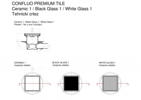 Точечный трап 150х150 мм Confluo Standard White Glass 1,белое стекло, с рамкой PESTAN 13000093