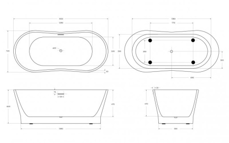 Акриловая ванна BELBAGNO BB406-1650-730