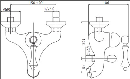 Смеситель для ванны и душа Cezares MARGOT-VM-03/24-Bi Смеситель для ванны и душа Cezares MARGOT-VM-03/24-Bi